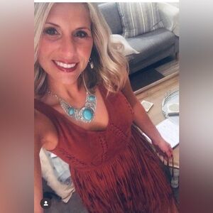 Idyllwind Miranda Lambert Suede Fringe Dress Burgundy SM